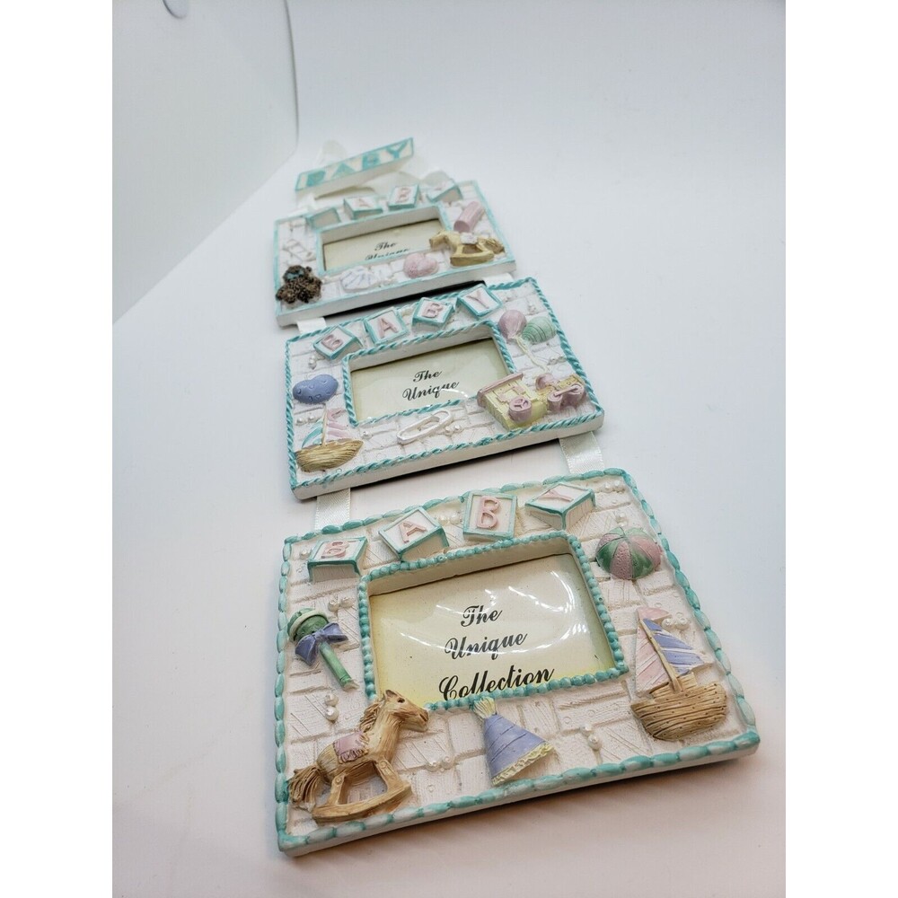 Trio Baby Frame for the Wall with Ribbon securing the trio together
